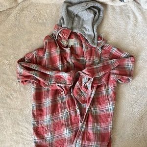 American Eagle super soft, light flannel with detachable grey hood